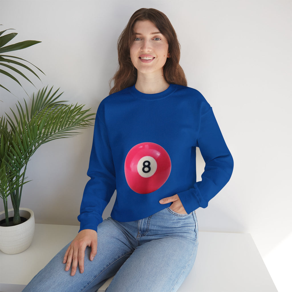 Eight Ball Crewneck Sweatshirt — Retro Pink Pool Ball Graphic