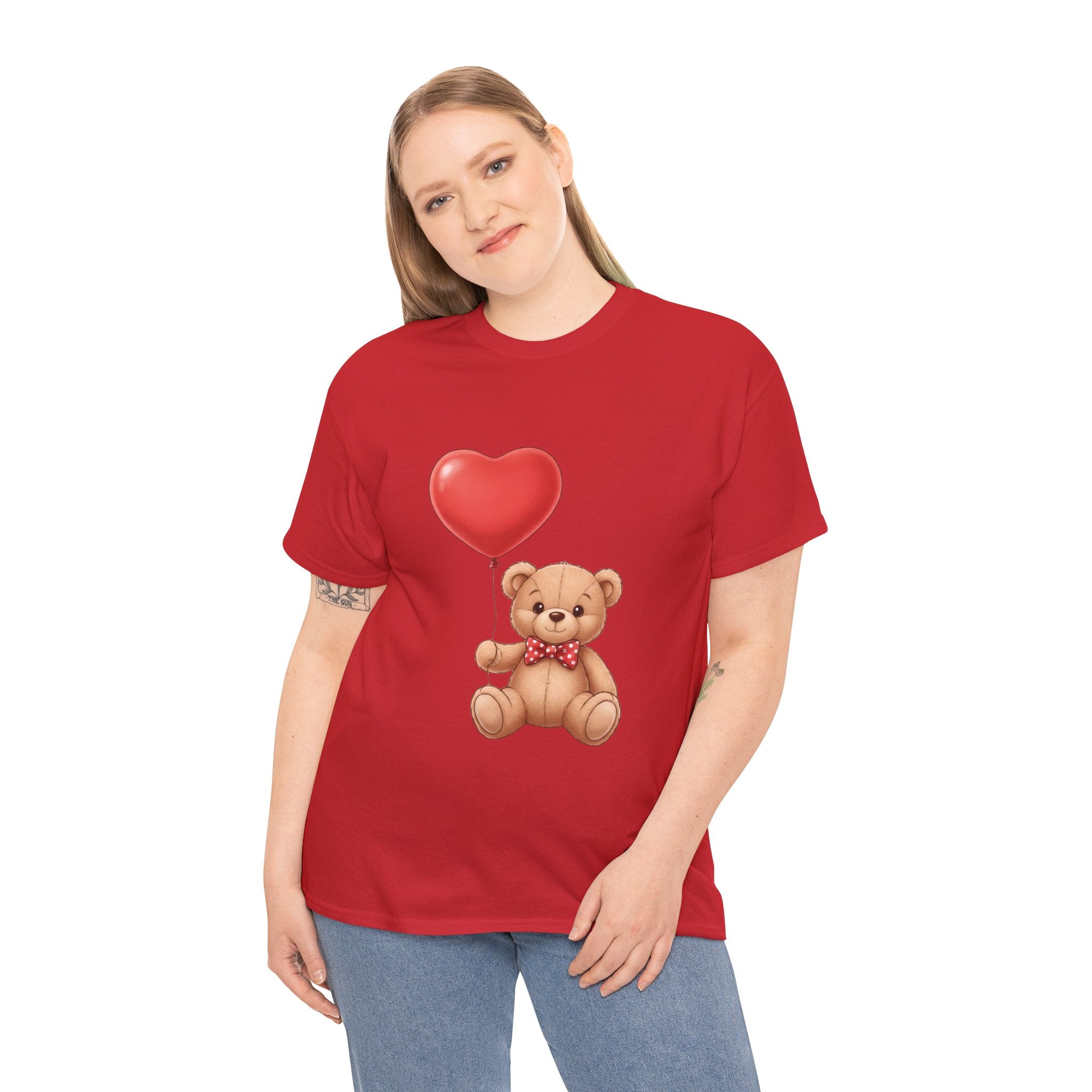 T-Shirt — Cute Teddy Bear Holding Heart Balloon Valentine Shirt