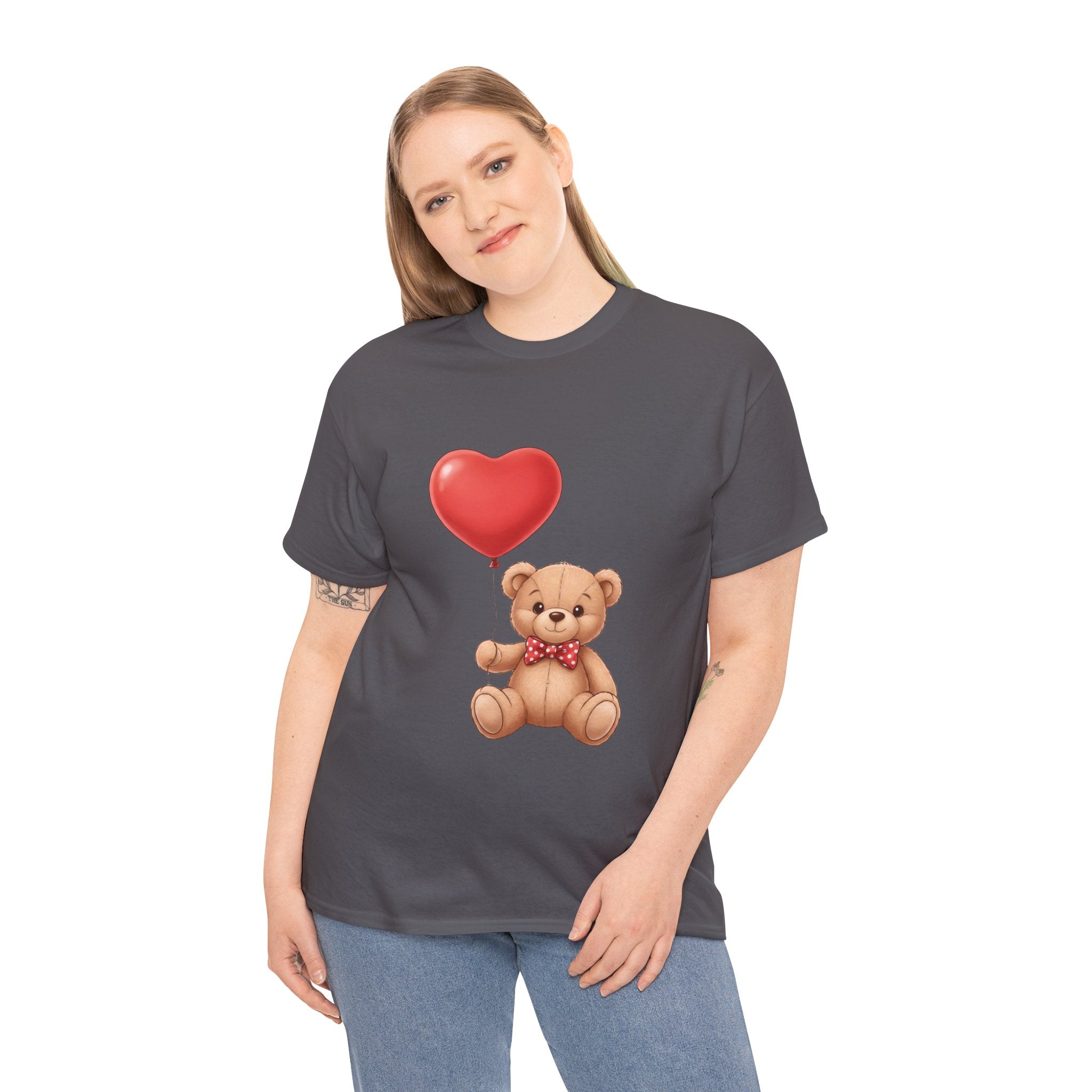 T-Shirt — Cute Teddy Bear Holding Heart Balloon Valentine Shirt