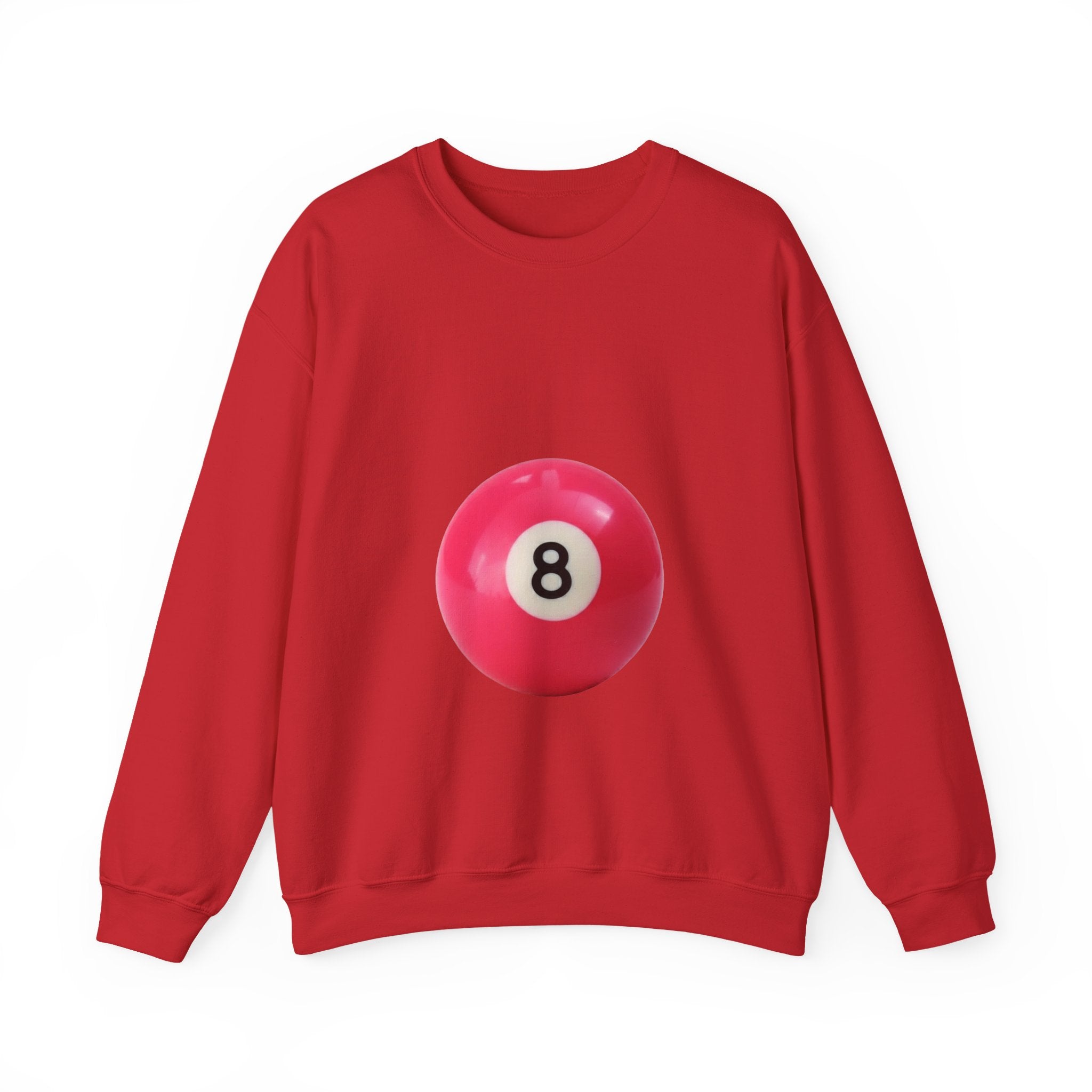 Eight Ball Crewneck Sweatshirt — Retro Pink Pool Ball Graphic
