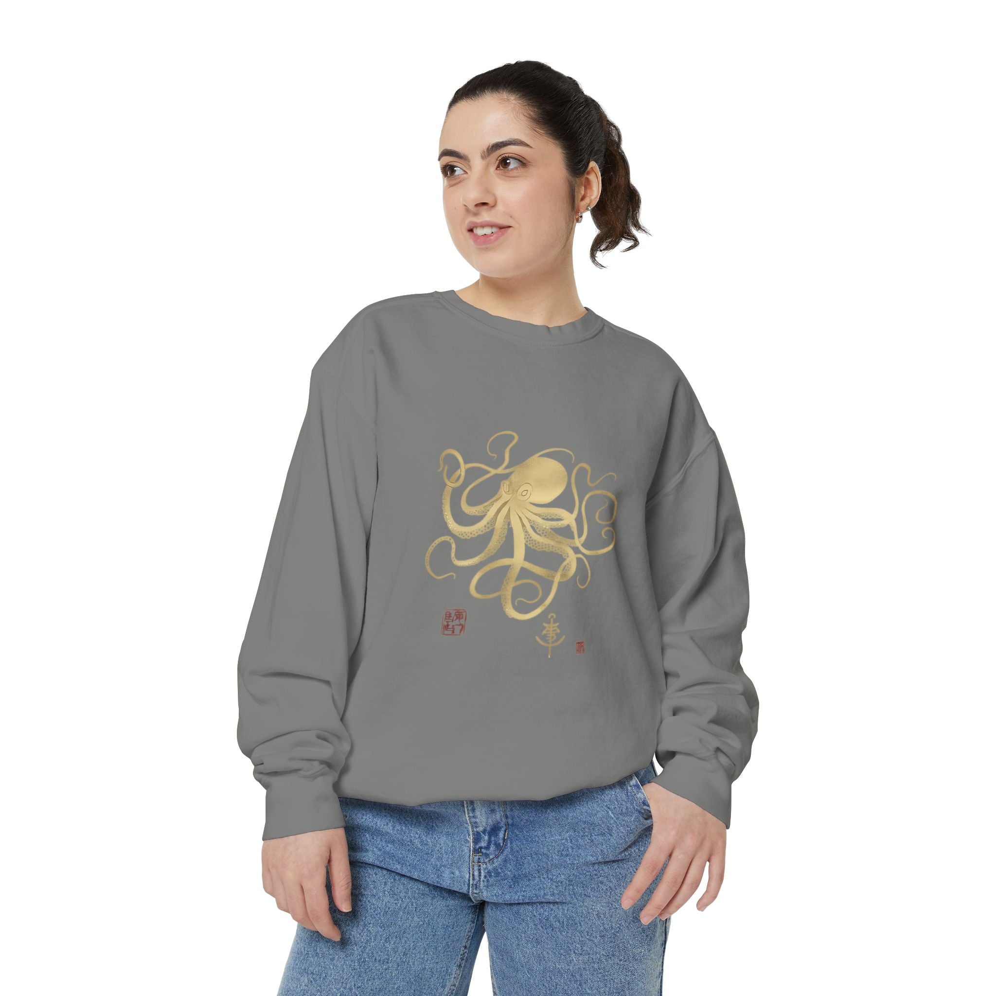 Gold Octopus Sweatshirt — Nautical Graphic Crewneck