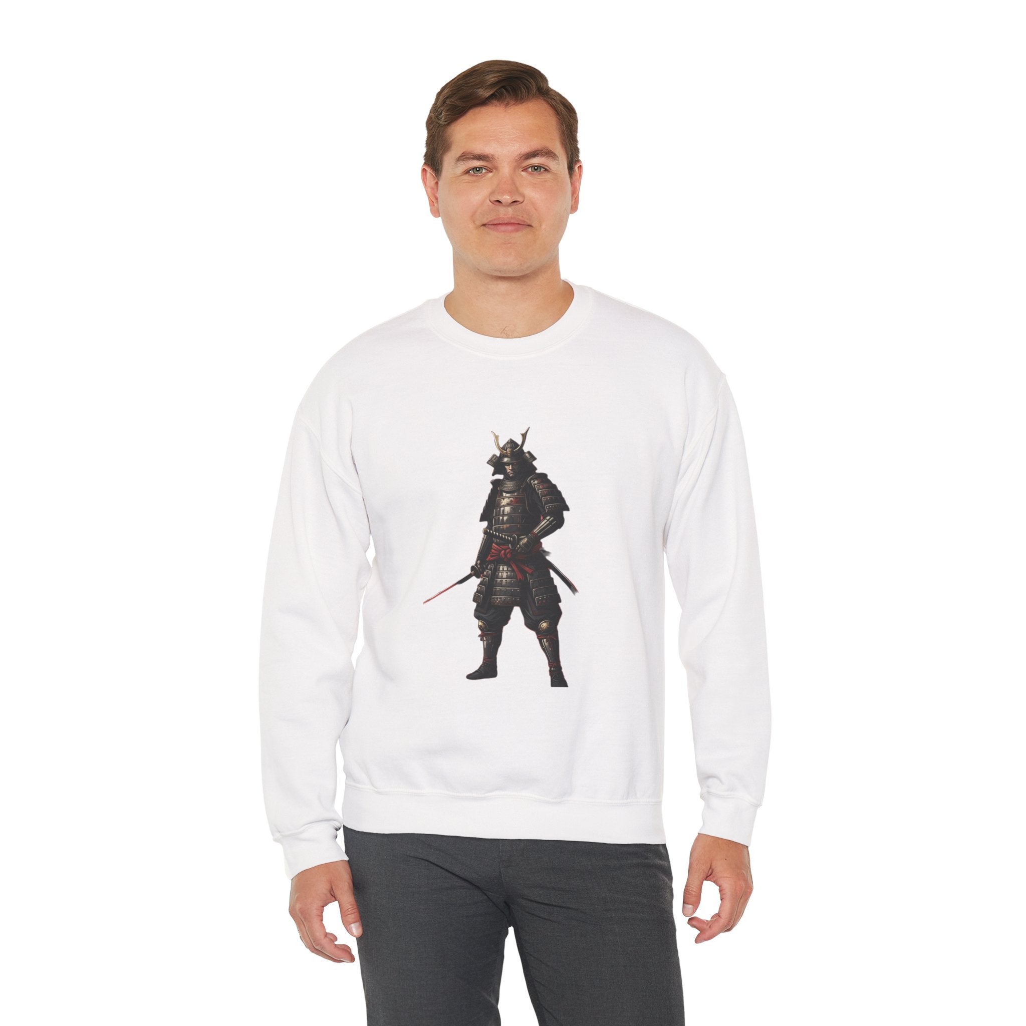 Samurai Warrior Crewneck Sweatshirt — Feudal Japan Armor Graphic