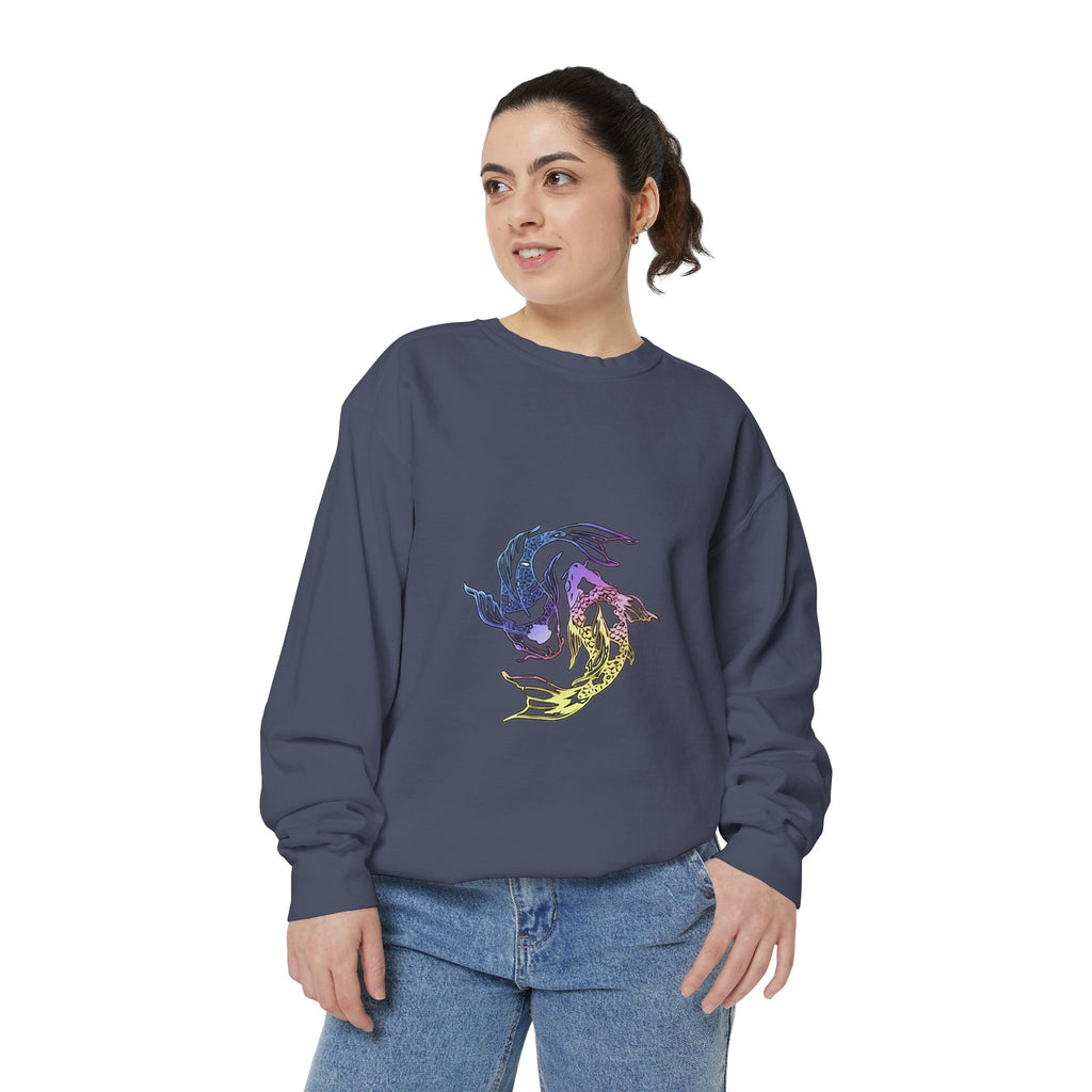 Koi Circle Sweatshirt — Colorful Yin Yang Fish Graphic