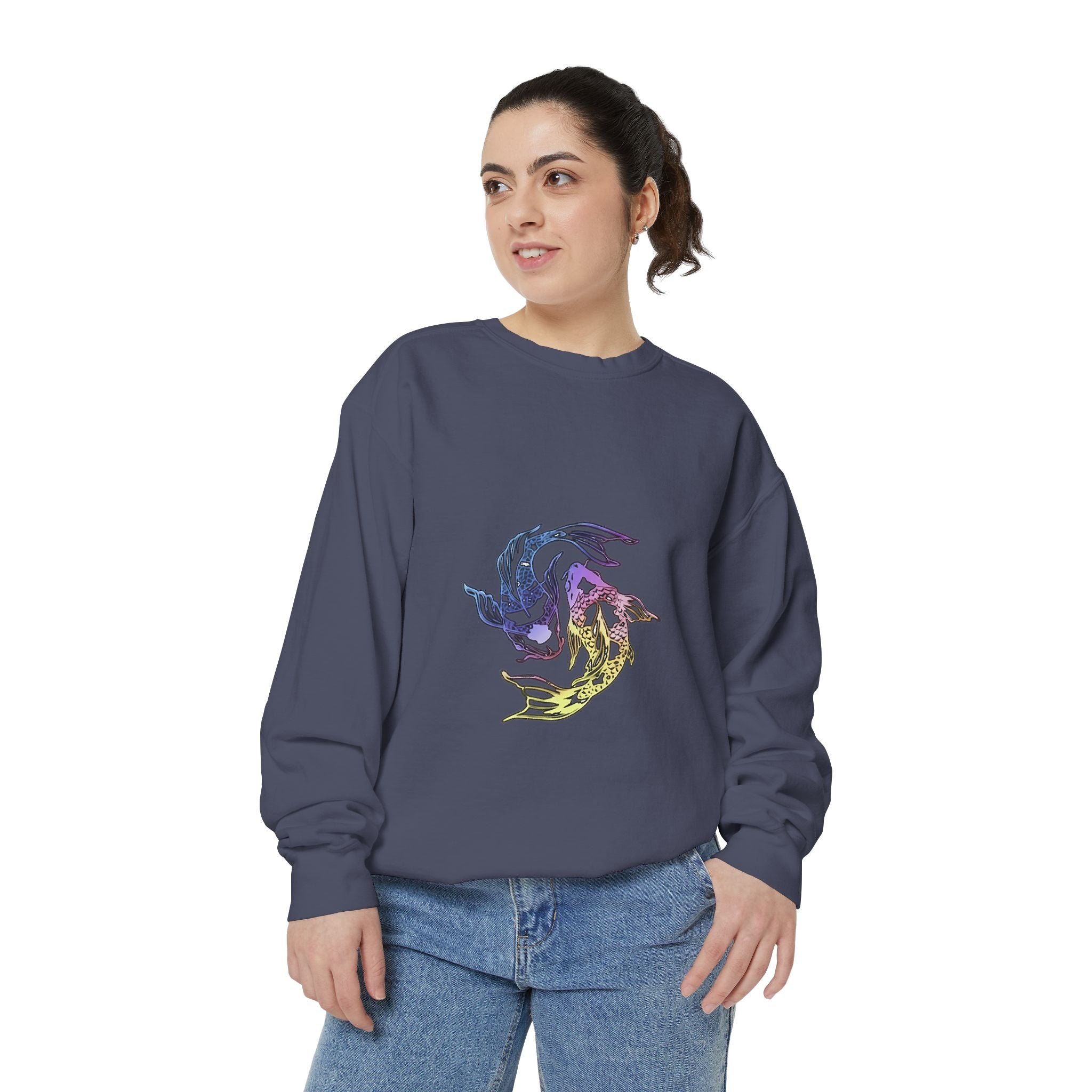 Koi Circle Sweatshirt — Colorful Yin Yang Fish Graphic