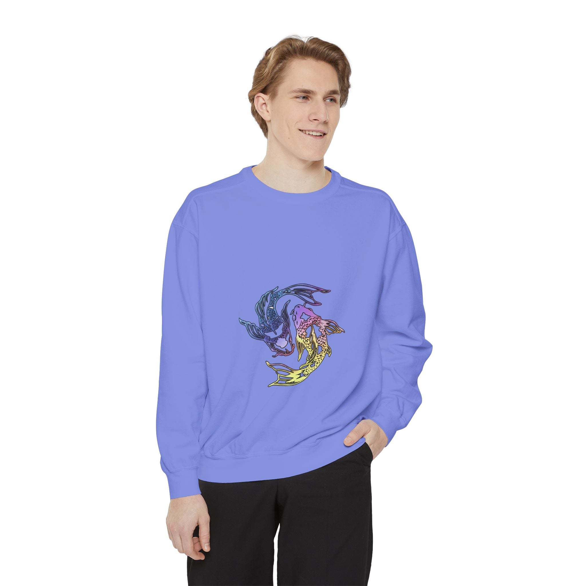 Koi Circle Sweatshirt — Colorful Yin Yang Fish Graphic