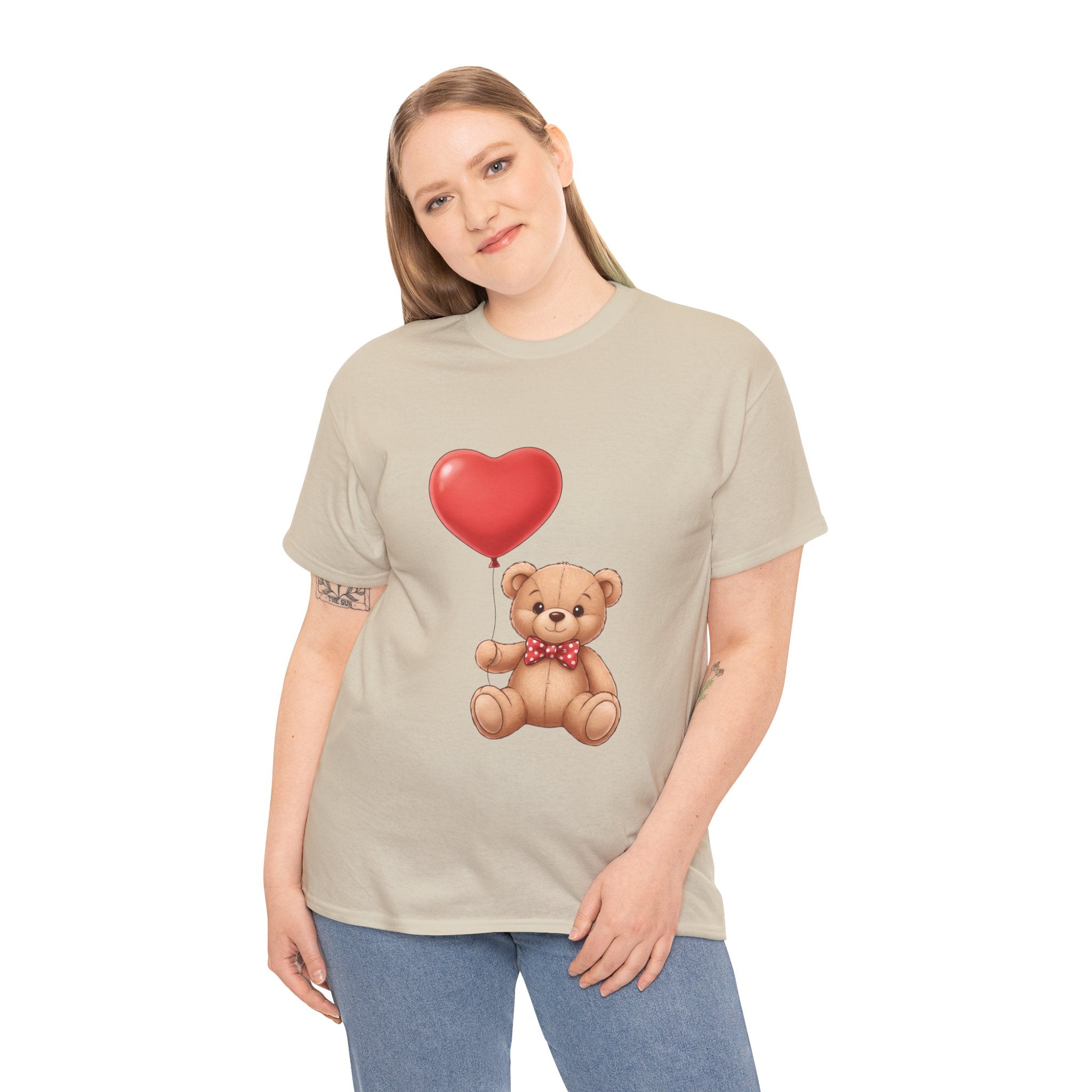 T-Shirt — Cute Teddy Bear Holding Heart Balloon Valentine Shirt