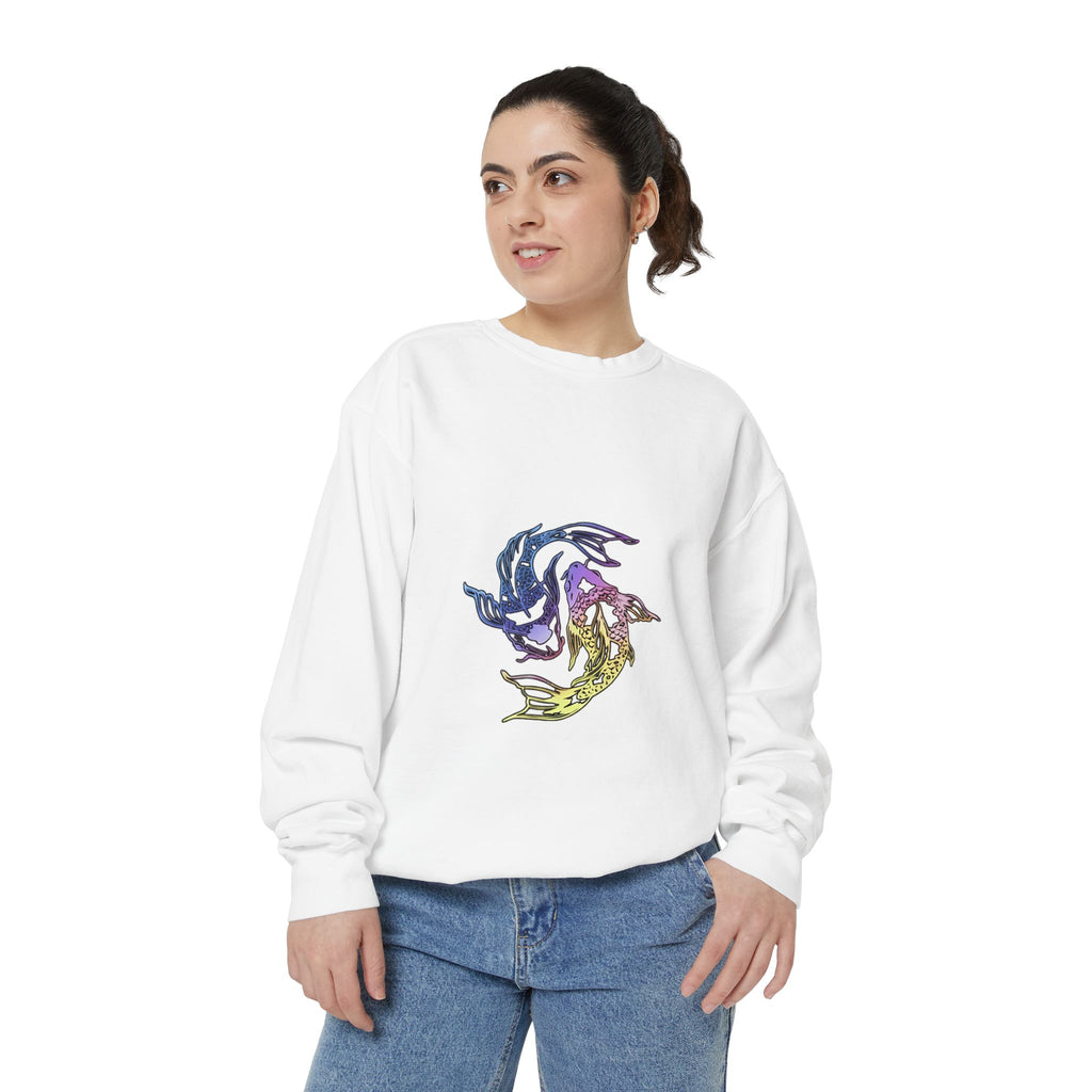 Koi Circle Sweatshirt — Colorful Yin Yang Fish Graphic