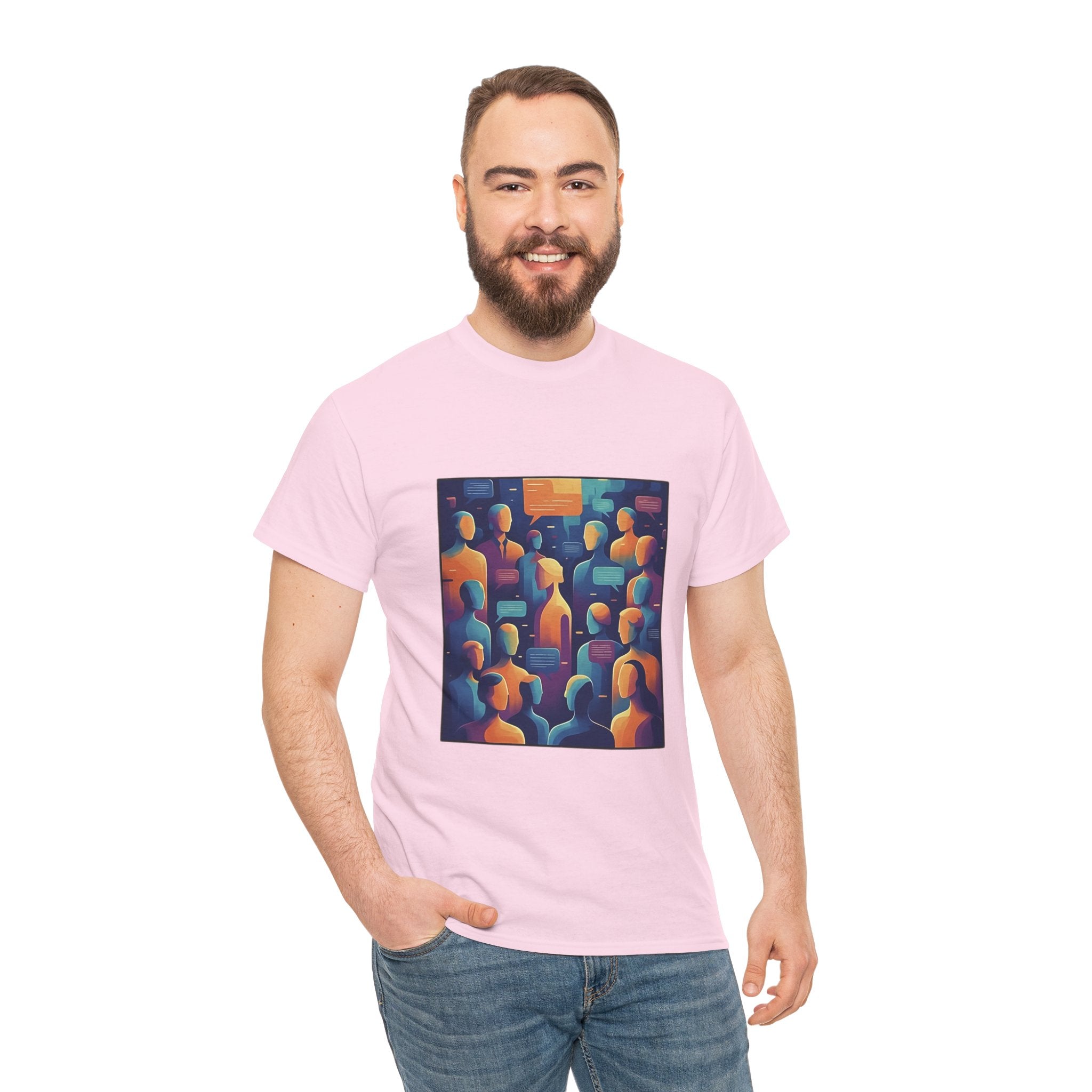 Crowd of Color Graphic Tee — Abstract Human Faces Art T-Shirt
