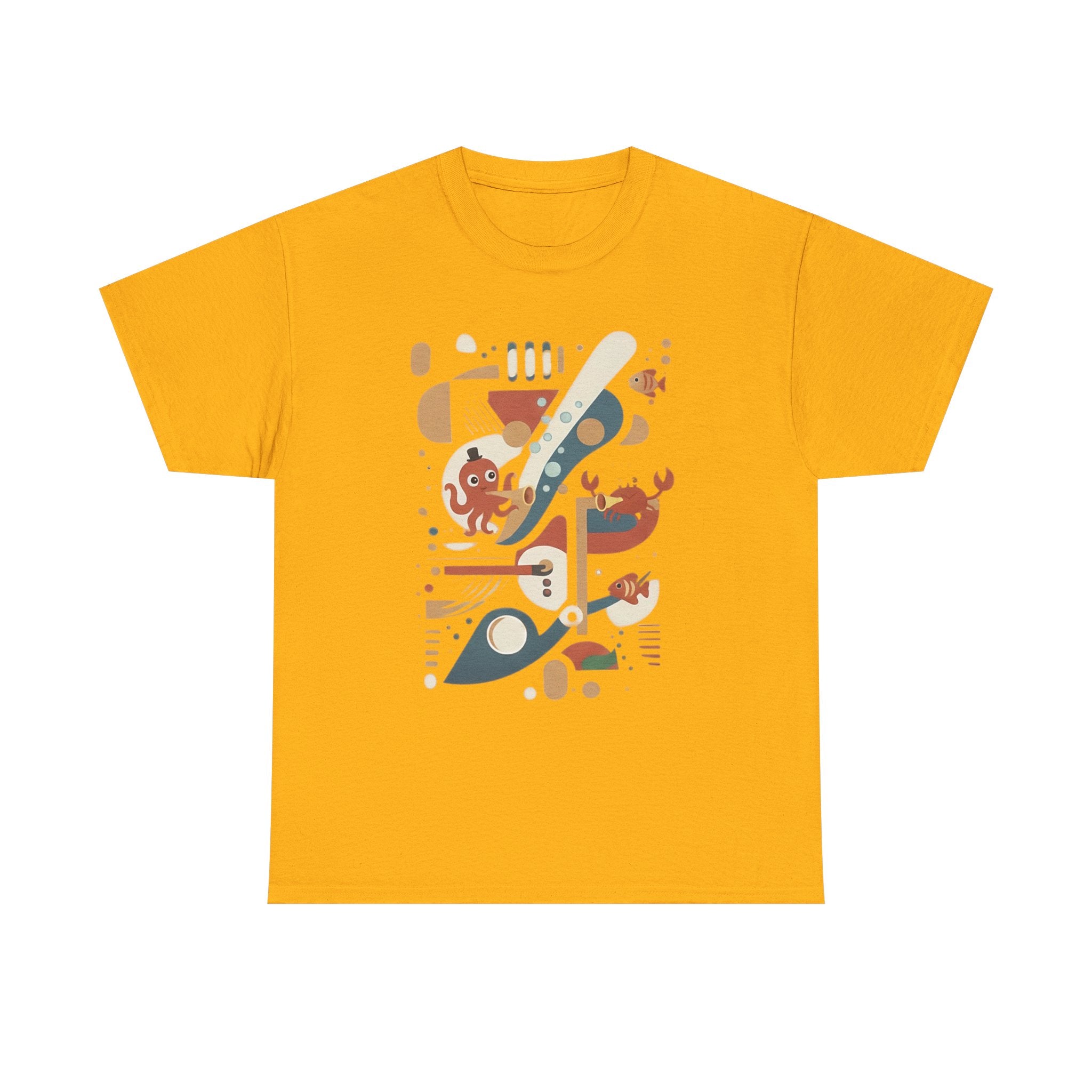 Abstract Ocean Creatures T-Shirt — Modern Sea Life Graphic Tee