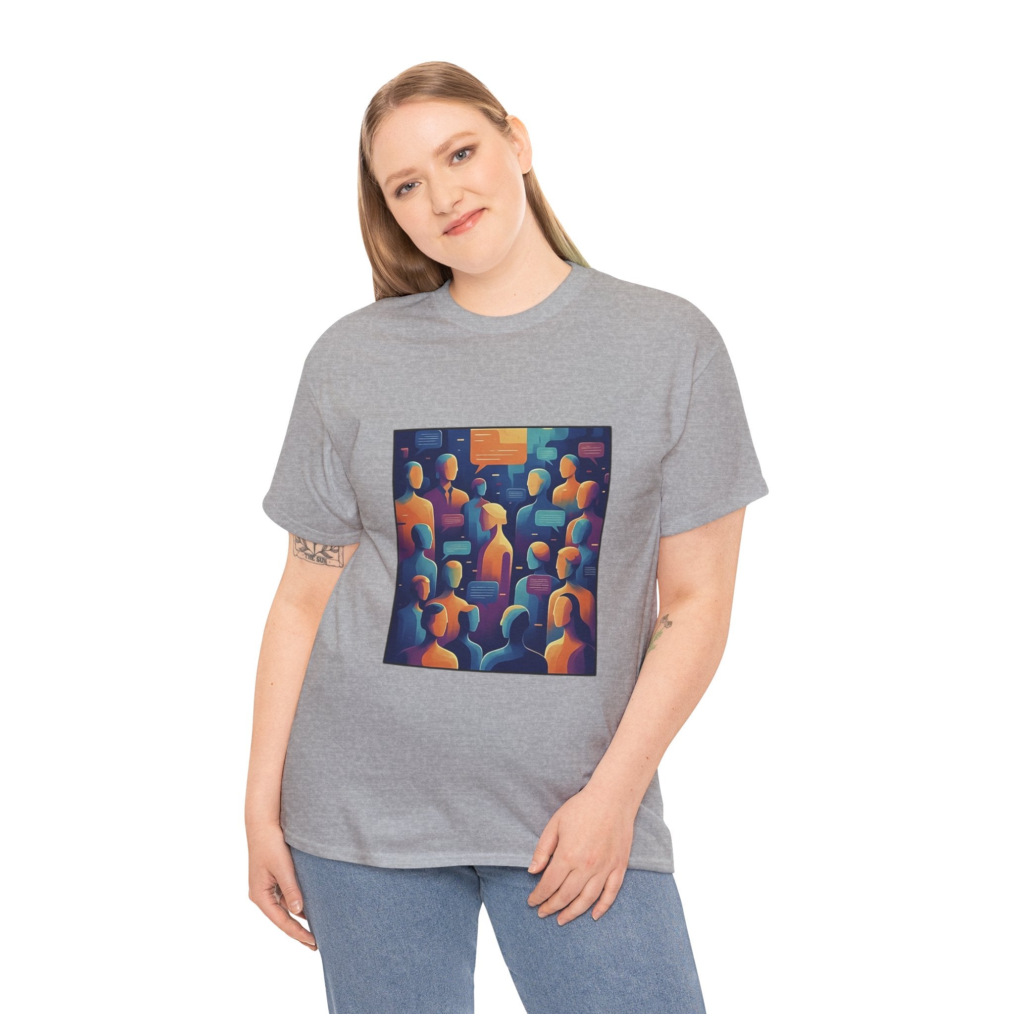 Crowd of Color Graphic Tee — Abstract Human Faces Art T-Shirt