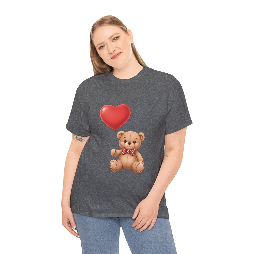 T-Shirt — Cute Teddy Bear Holding Heart Balloon Valentine Shirt