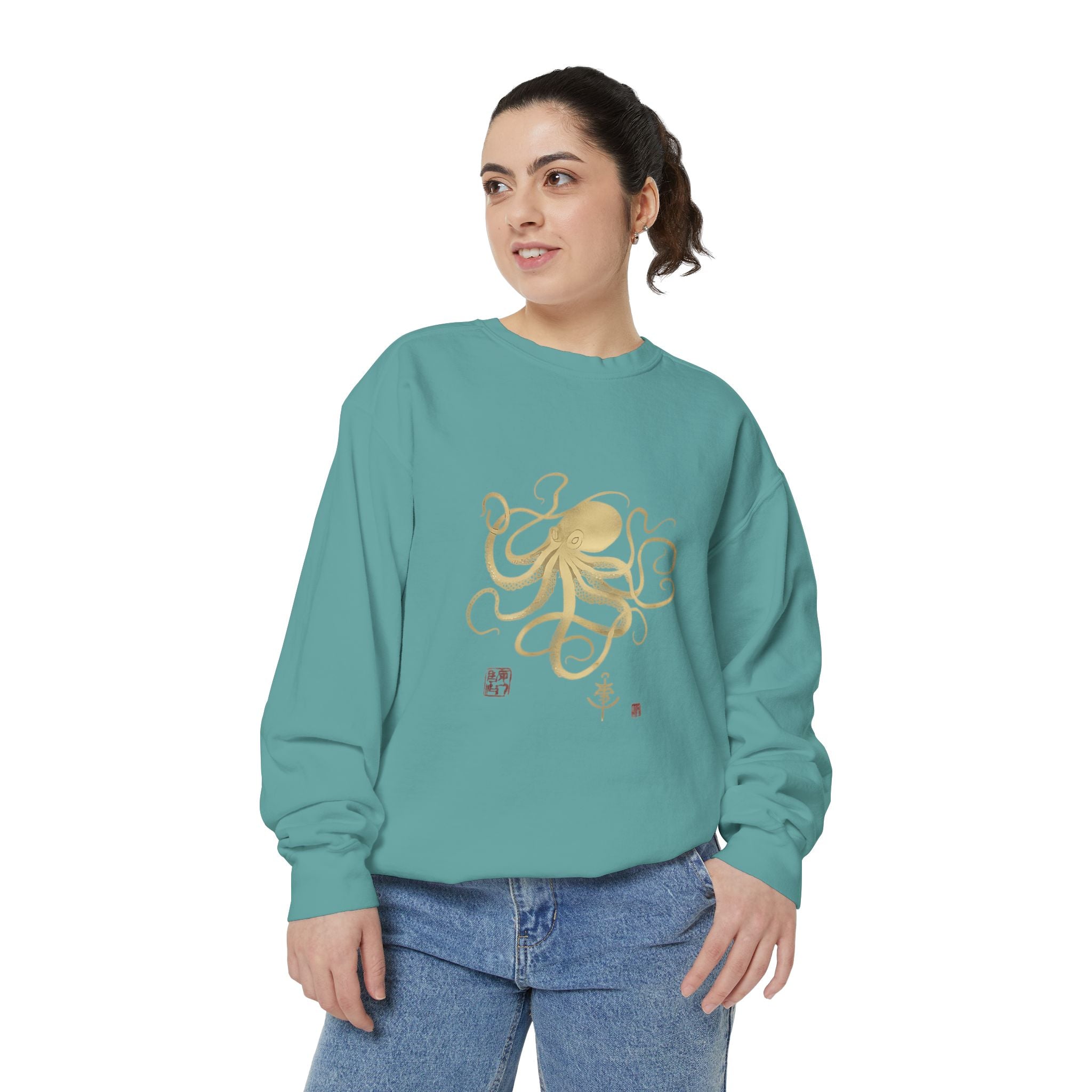 Gold Octopus Sweatshirt — Nautical Graphic Crewneck