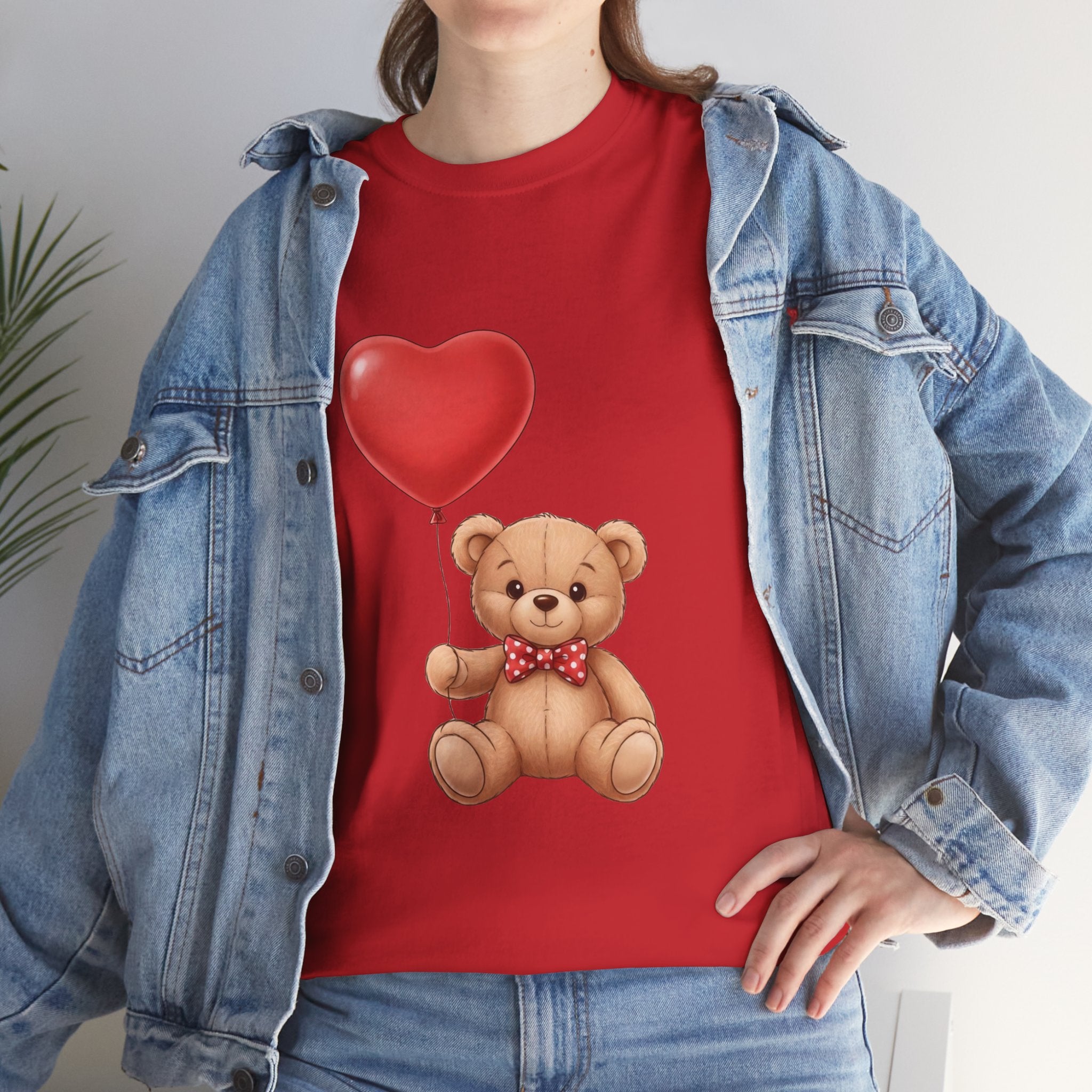 T-Shirt — Cute Teddy Bear Holding Heart Balloon Valentine Shirt