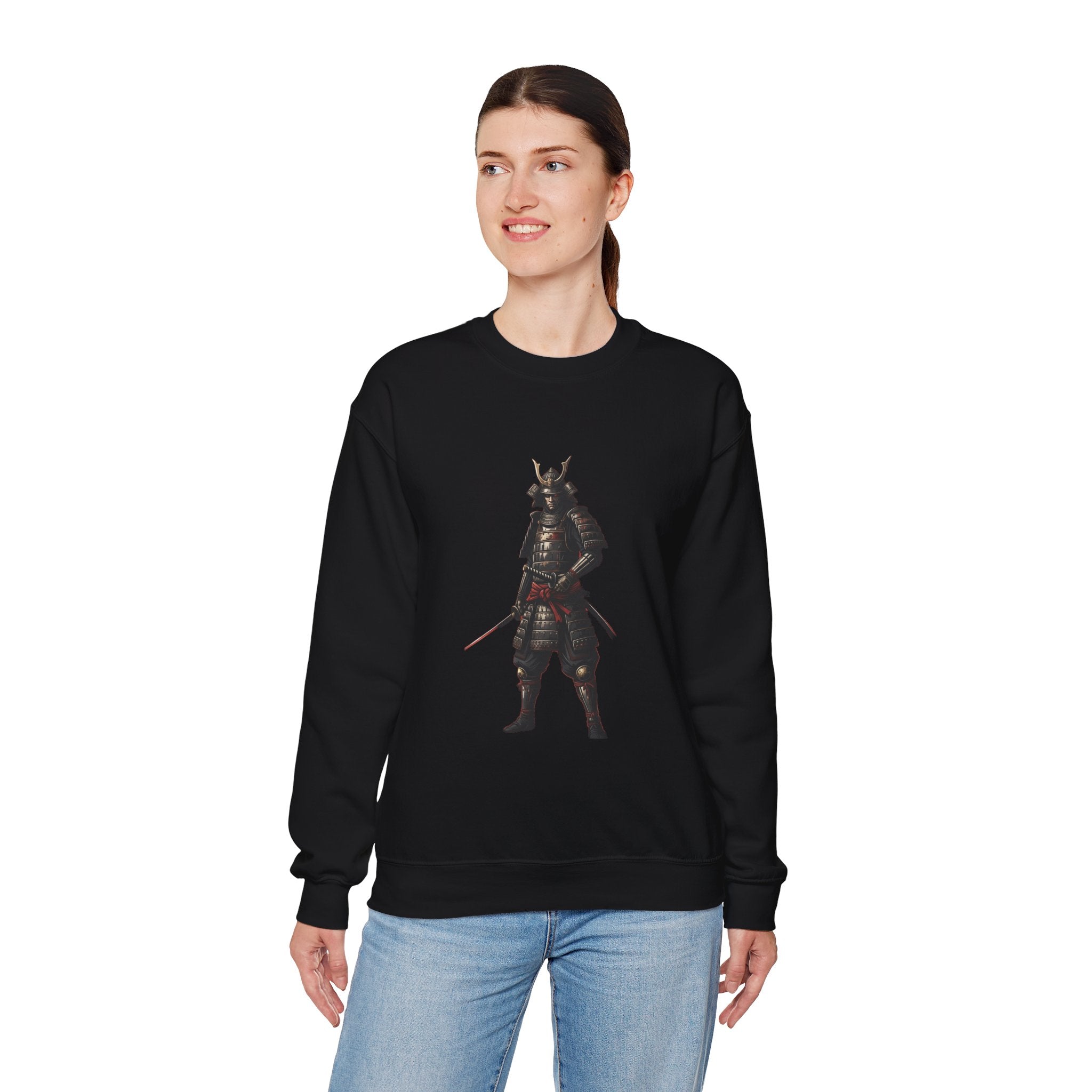 Samurai Warrior Crewneck Sweatshirt — Feudal Japan Armor Graphic
