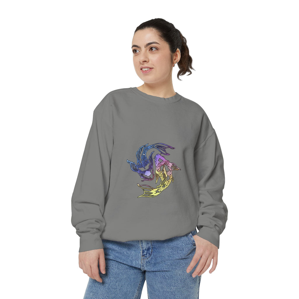 Koi Circle Sweatshirt — Colorful Yin Yang Fish Graphic