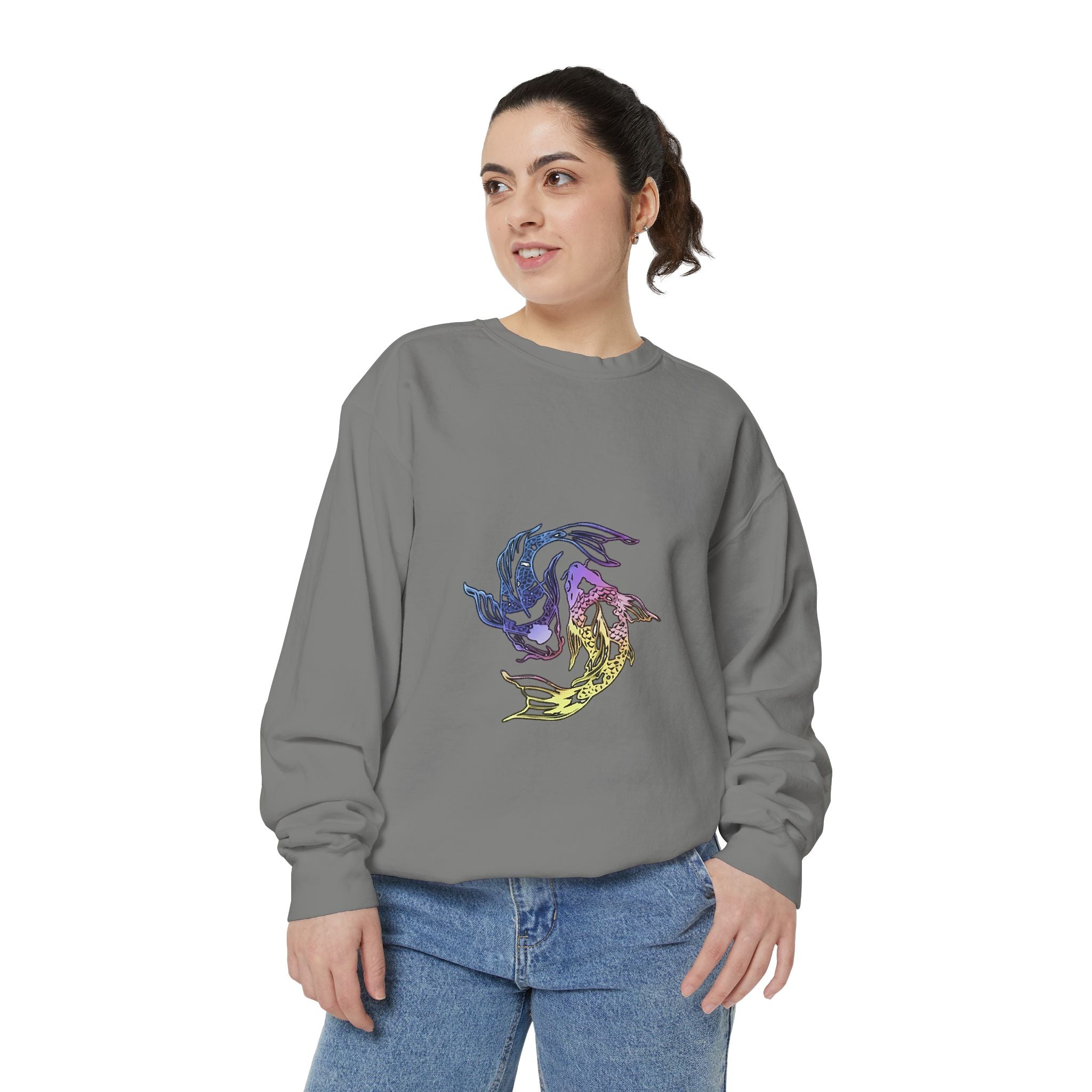 Koi Circle Sweatshirt — Colorful Yin Yang Fish Graphic