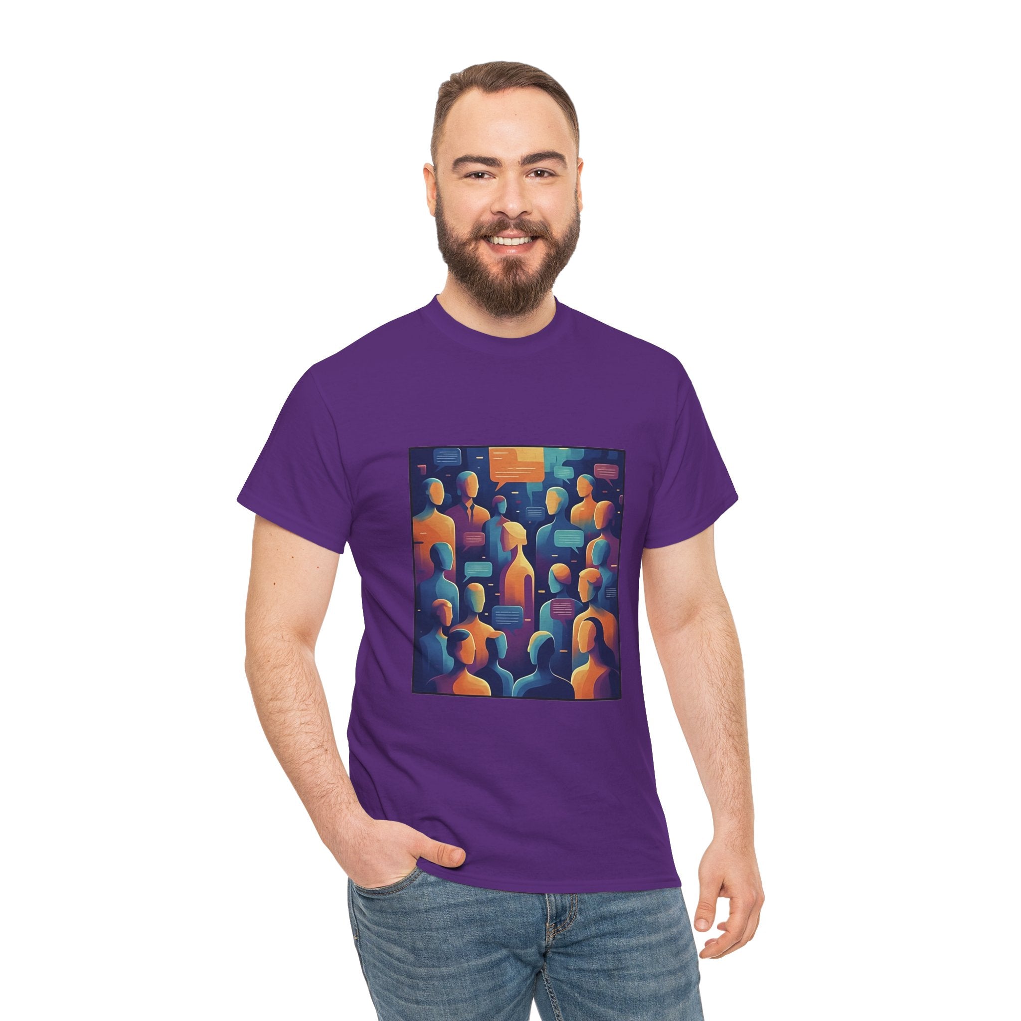 Crowd of Color Graphic Tee — Abstract Human Faces Art T-Shirt