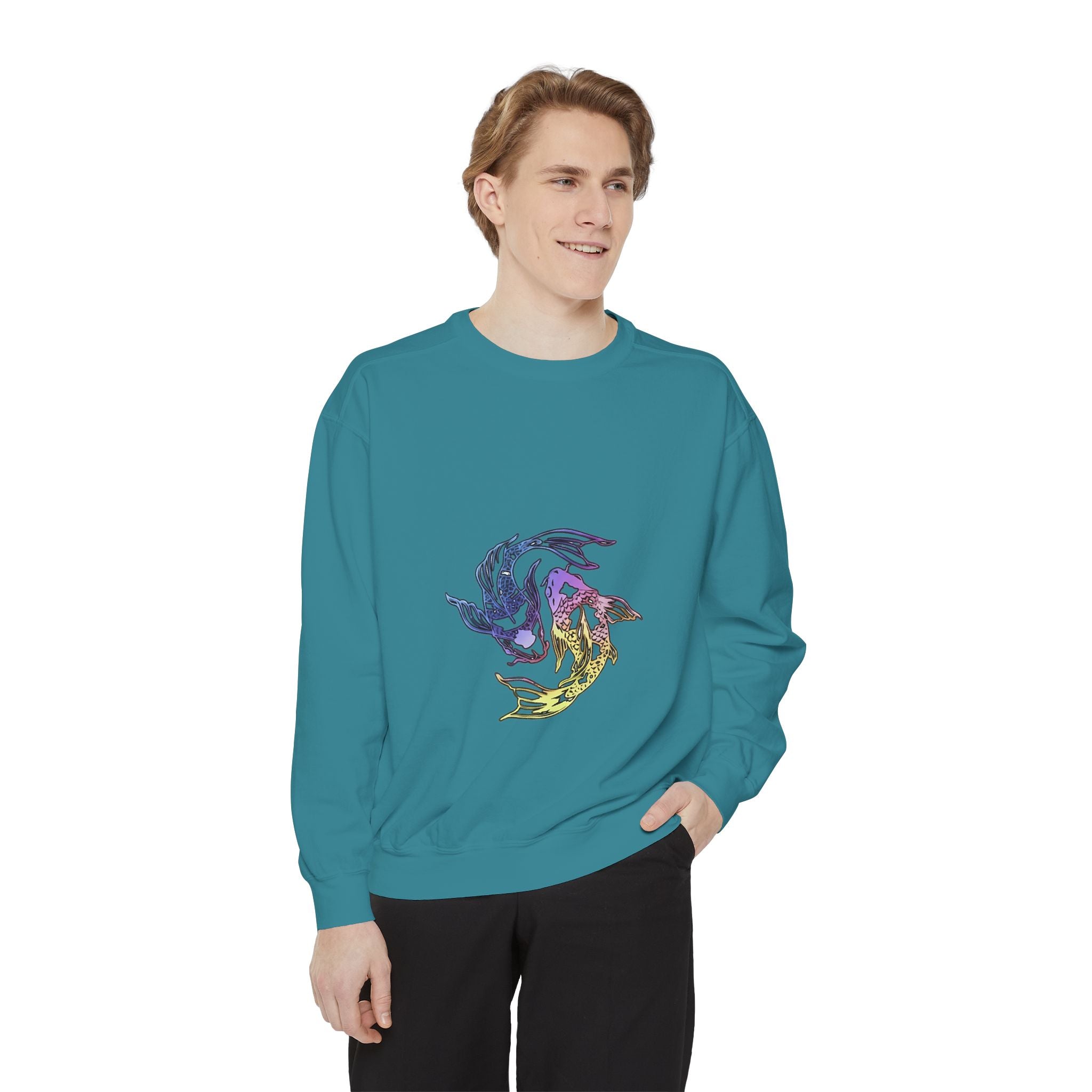 Koi Circle Sweatshirt — Colorful Yin Yang Fish Graphic