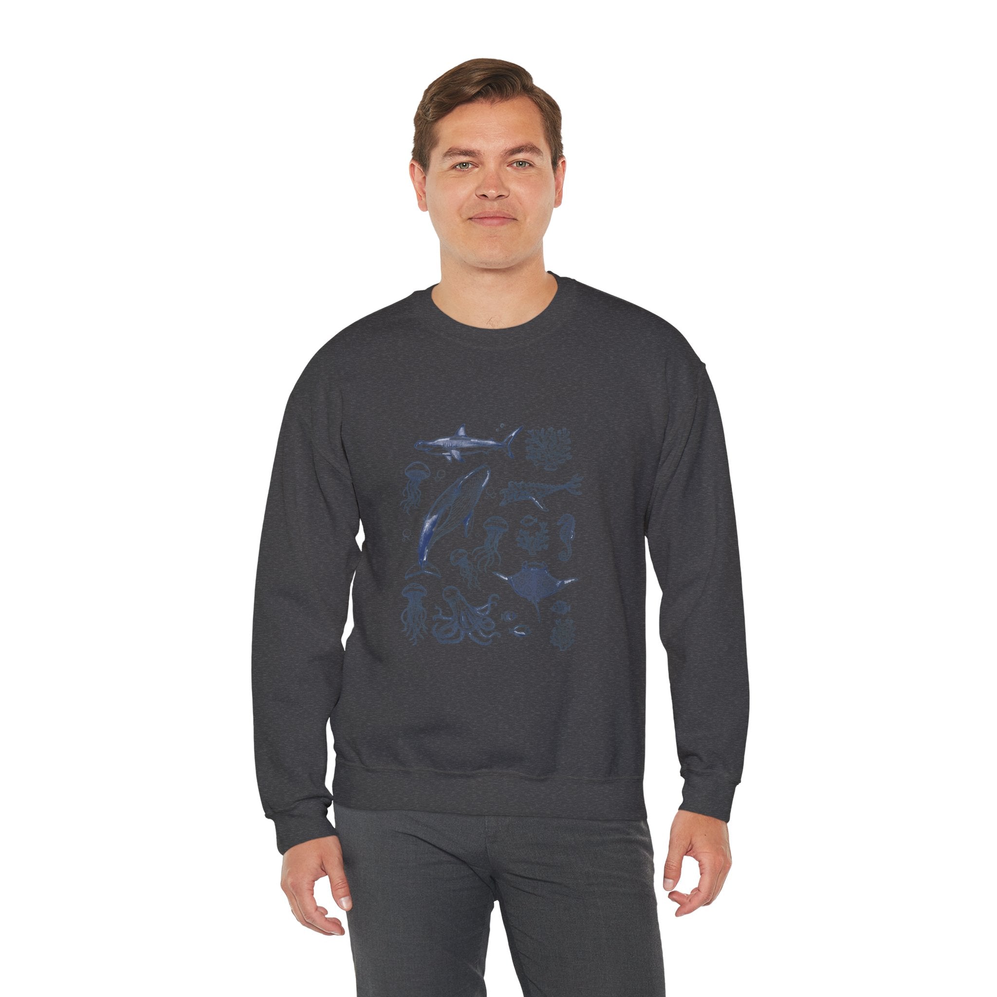 Marine Life Sketch Sweatshirt — Ocean Creatures Crewneck