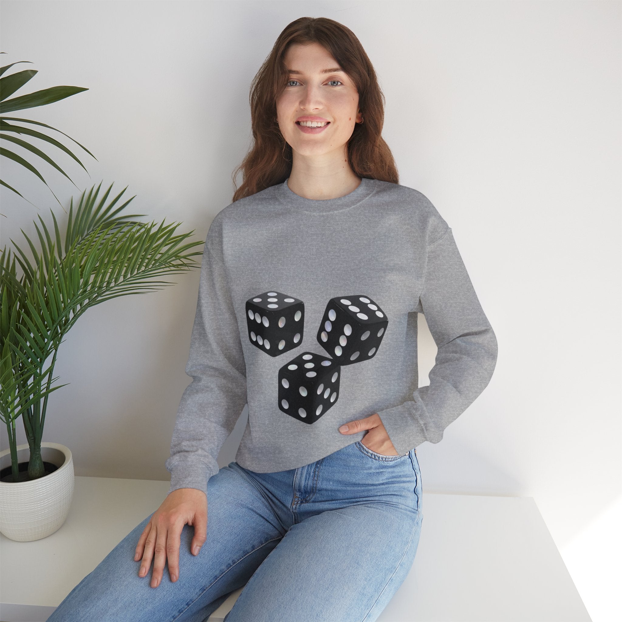 Dice Graphic Sweatshirt — Retro Black Dice Crewneck for Gamers