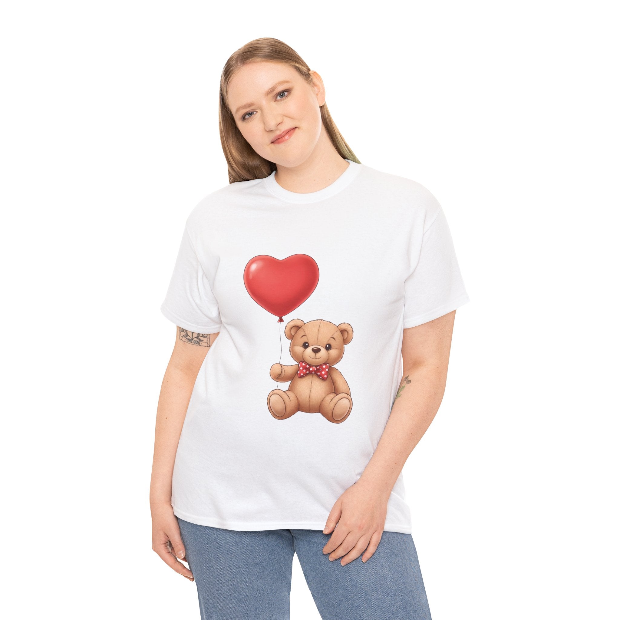 T-Shirt — Cute Teddy Bear Holding Heart Balloon Valentine Shirt
