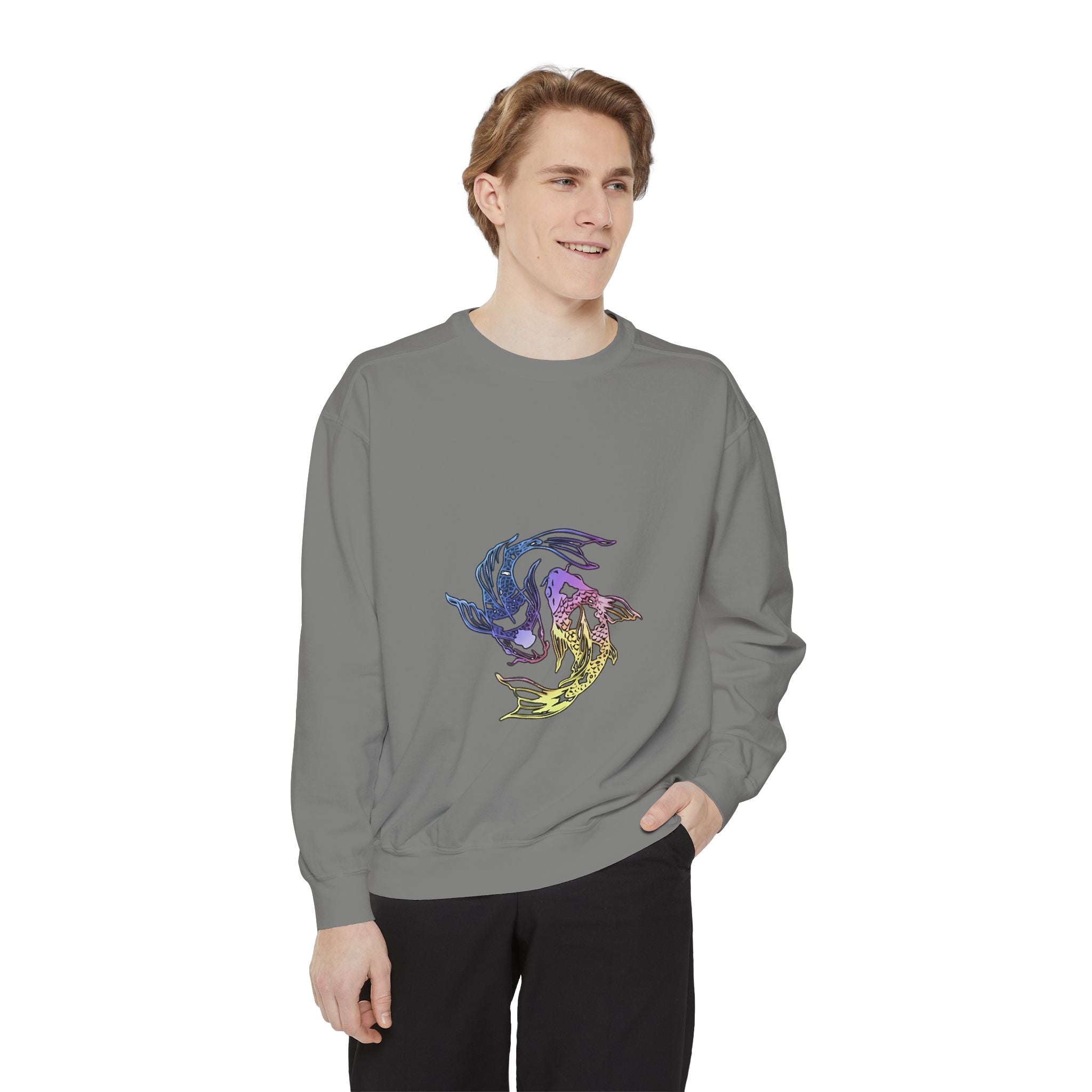 Koi Circle Sweatshirt — Colorful Yin Yang Fish Graphic