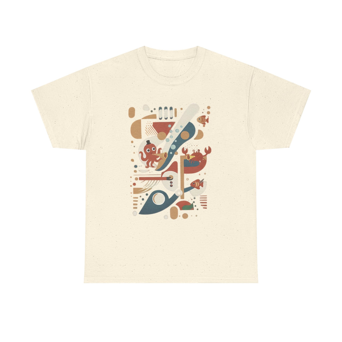 Abstract Ocean Creatures T-Shirt — Modern Sea Life Graphic Tee
