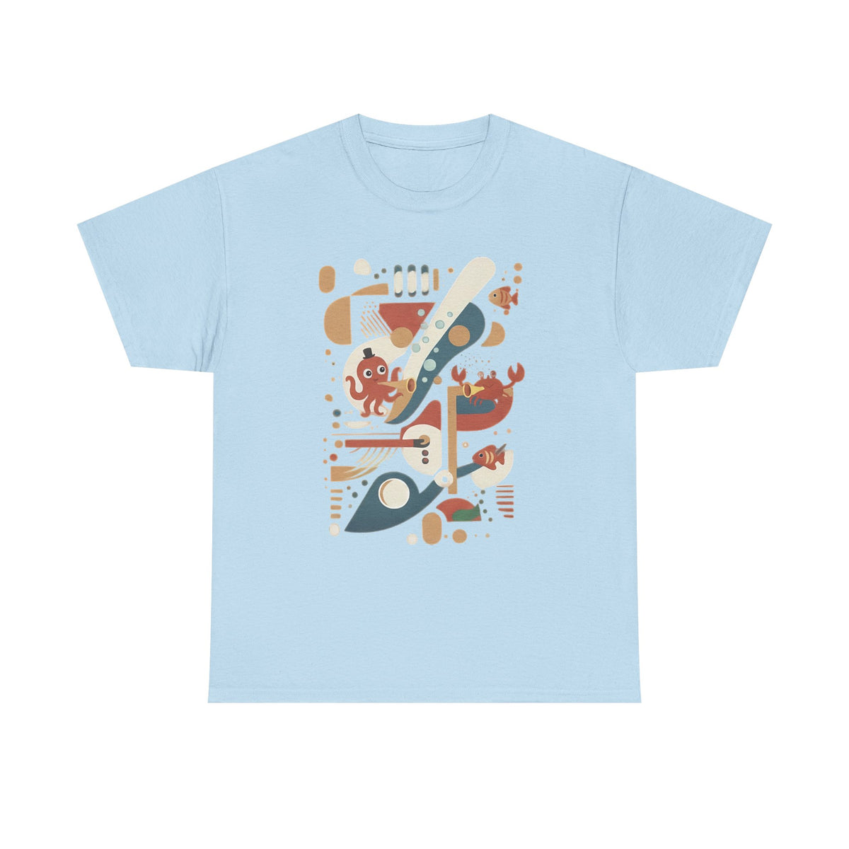 Abstract Ocean Creatures T-Shirt — Modern Sea Life Graphic Tee