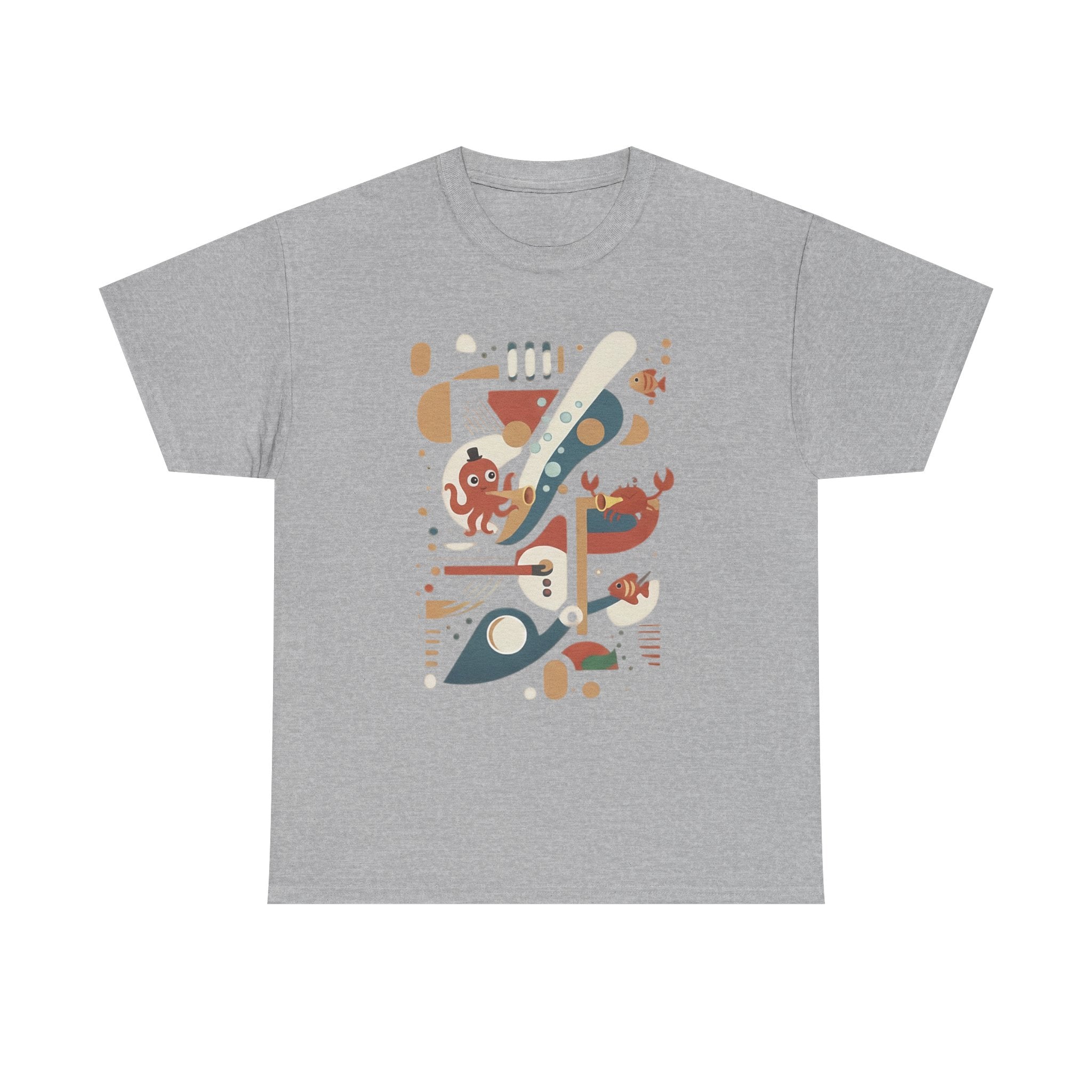 Abstract Ocean Creatures T-Shirt — Modern Sea Life Graphic Tee
