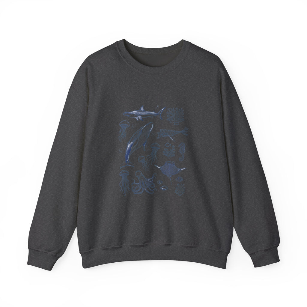 Marine Life Sketch Sweatshirt — Ocean Creatures Crewneck