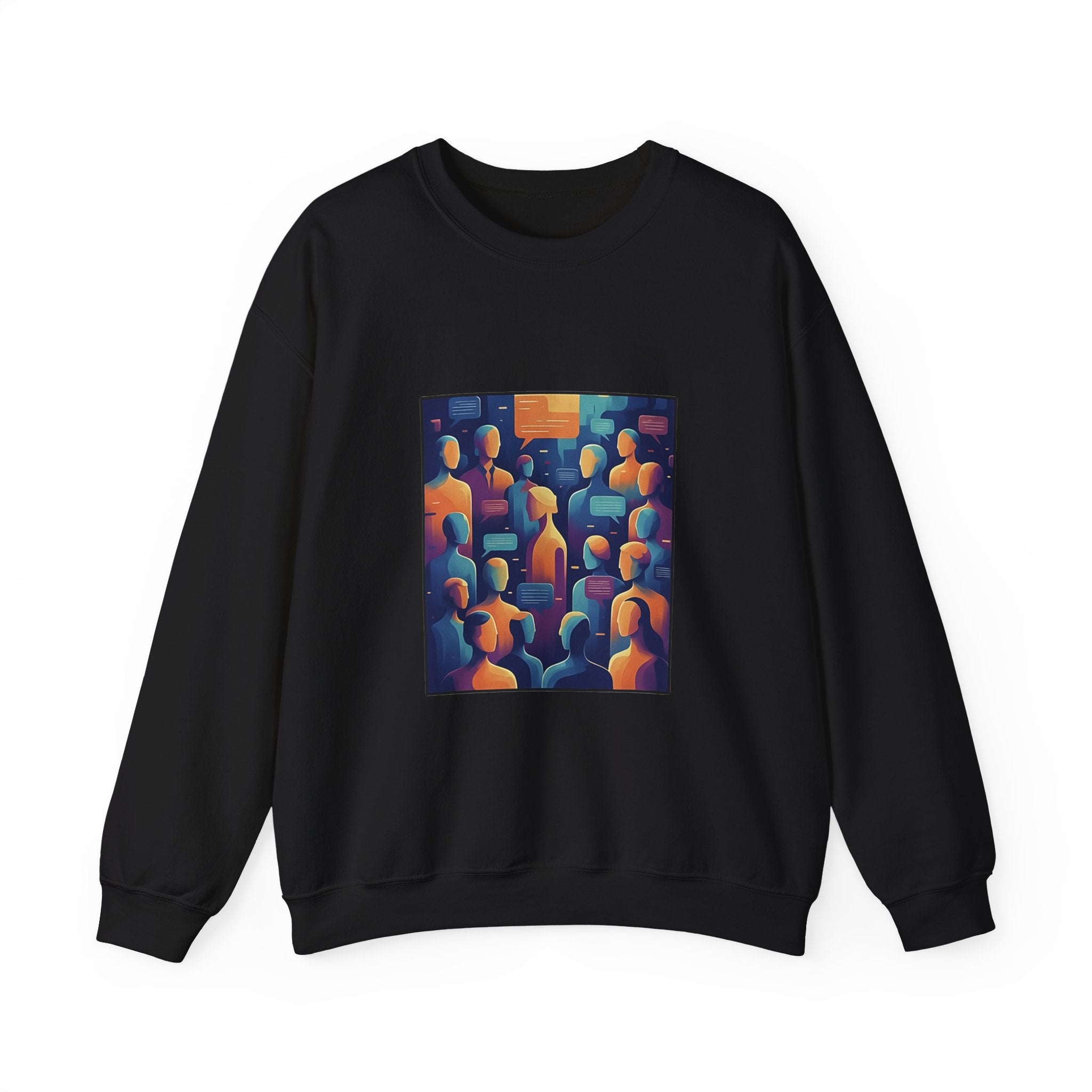 Abstract Crowd Crewneck Sweatshirt — Colorful Figurative Art Pullover