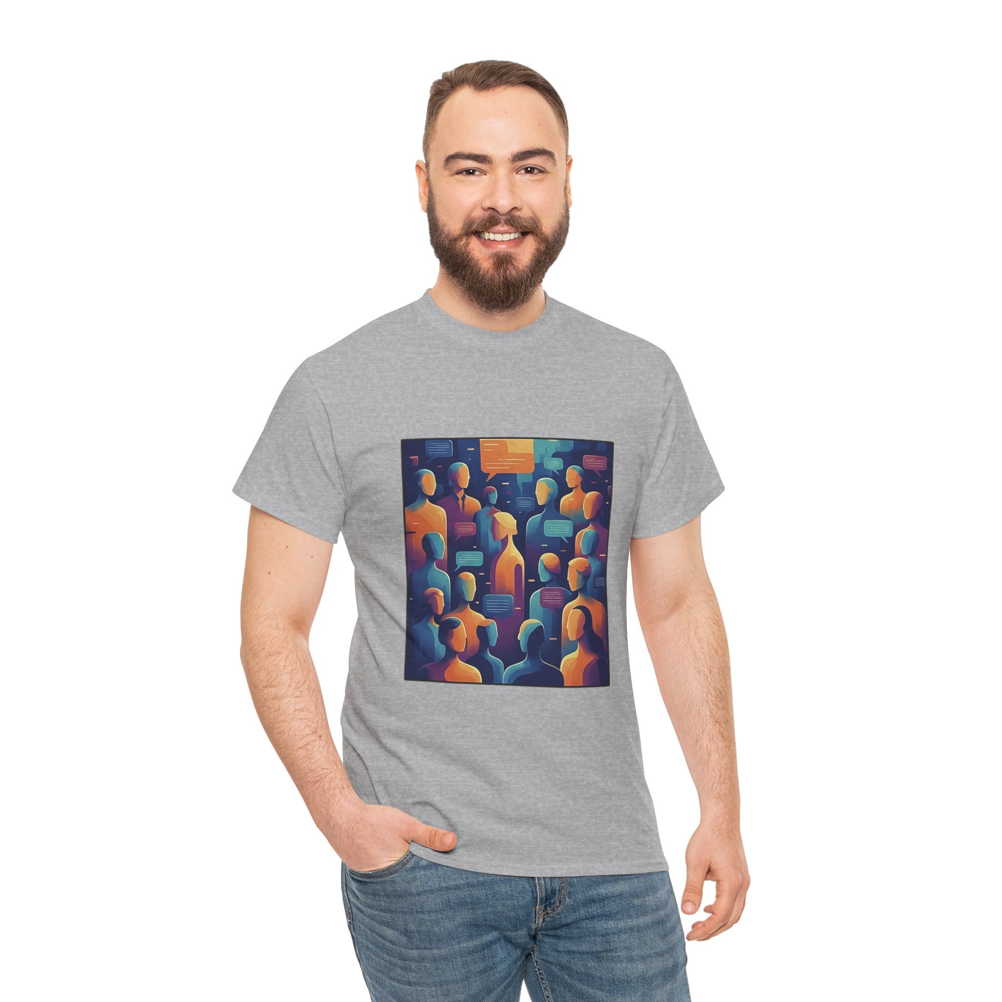Crowd of Color Graphic Tee — Abstract Human Faces Art T-Shirt