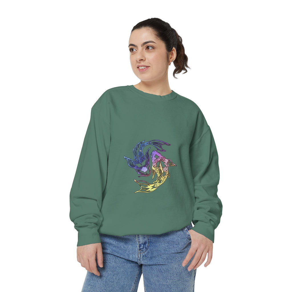 Koi Circle Sweatshirt — Colorful Yin Yang Fish Graphic