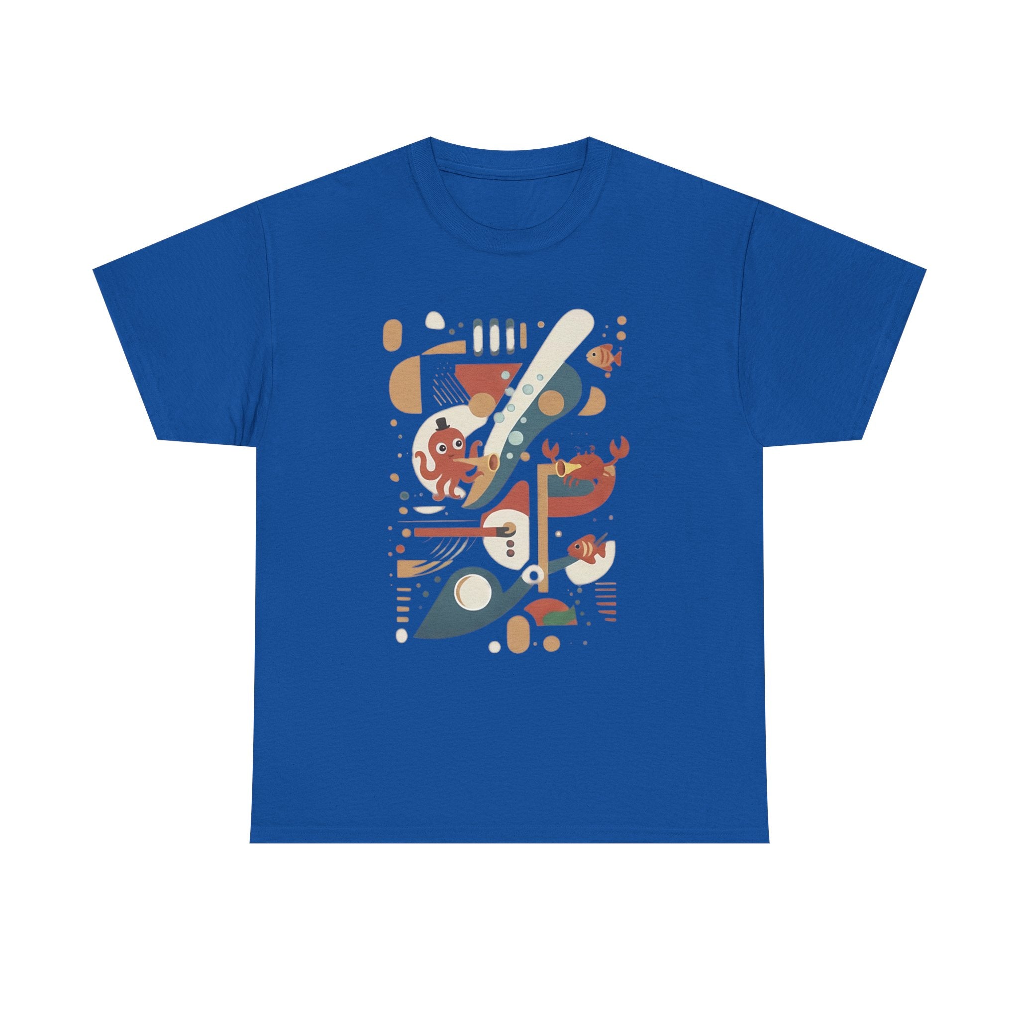 Abstract Ocean Creatures T-Shirt — Modern Sea Life Graphic Tee