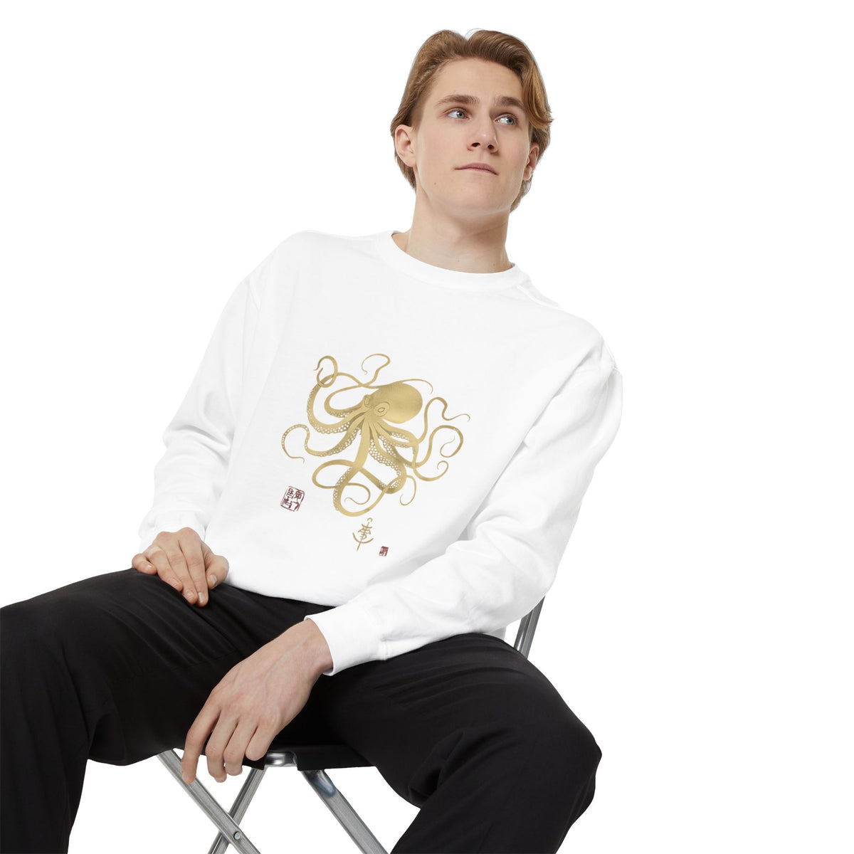 Gold Octopus Sweatshirt — Nautical Graphic Crewneck