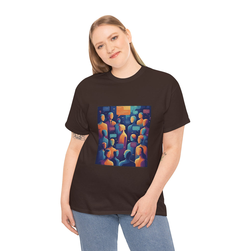 Crowd of Color Graphic Tee — Abstract Human Faces Art T-Shirt