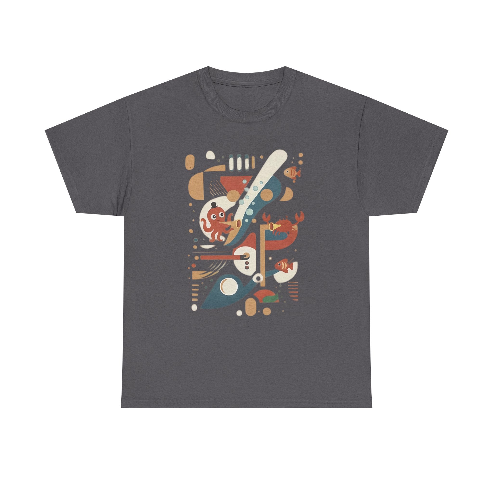 Abstract Ocean Creatures T-Shirt — Modern Sea Life Graphic Tee
