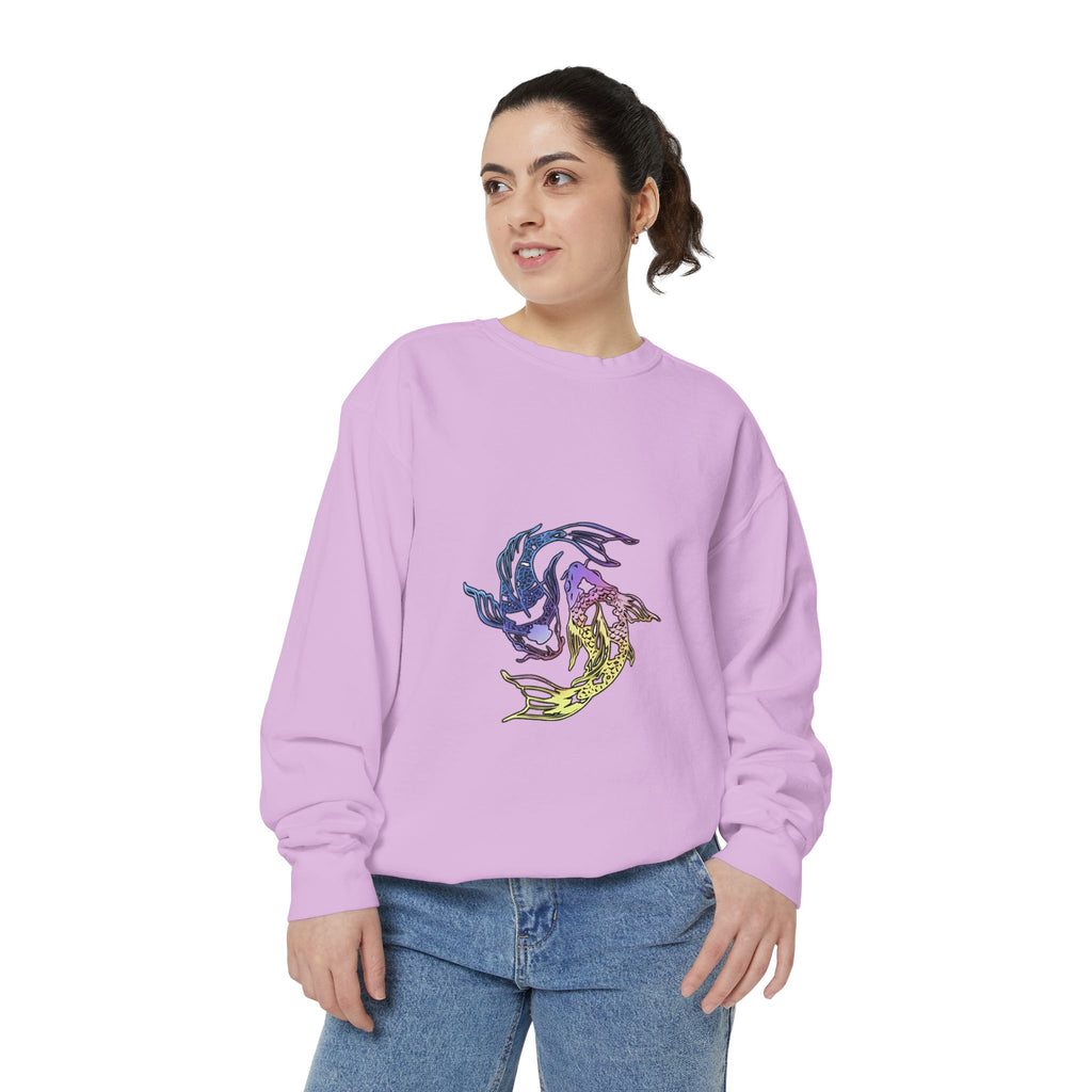 Koi Circle Sweatshirt — Colorful Yin Yang Fish Graphic